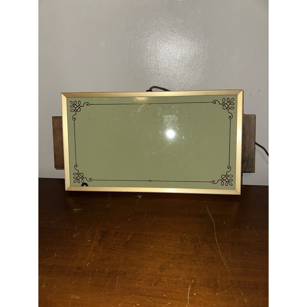 Vintage 70s Devon Cornwall 16x9 Hot Electric Tray Warming Plate Green Gold WORKS